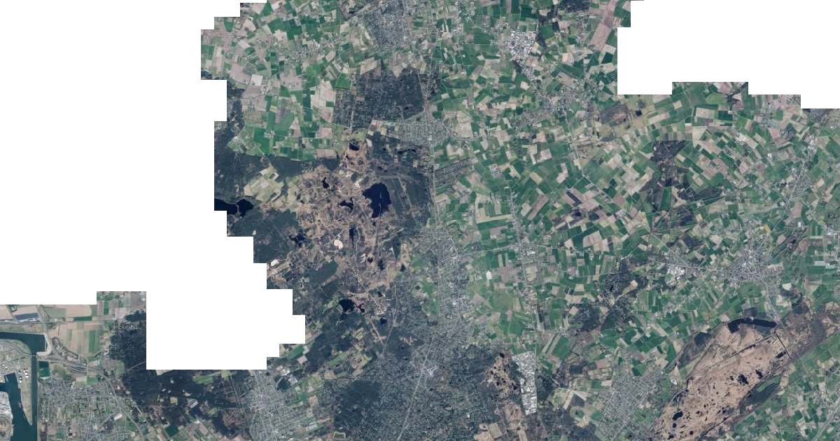Luchtfoto van Kalmthout met de gemeentegrens