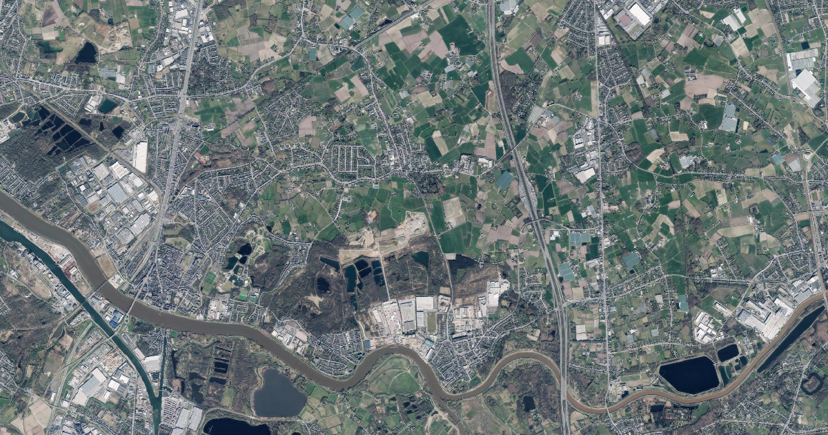 Luchtfoto van Rumst met de gemeentegrens
