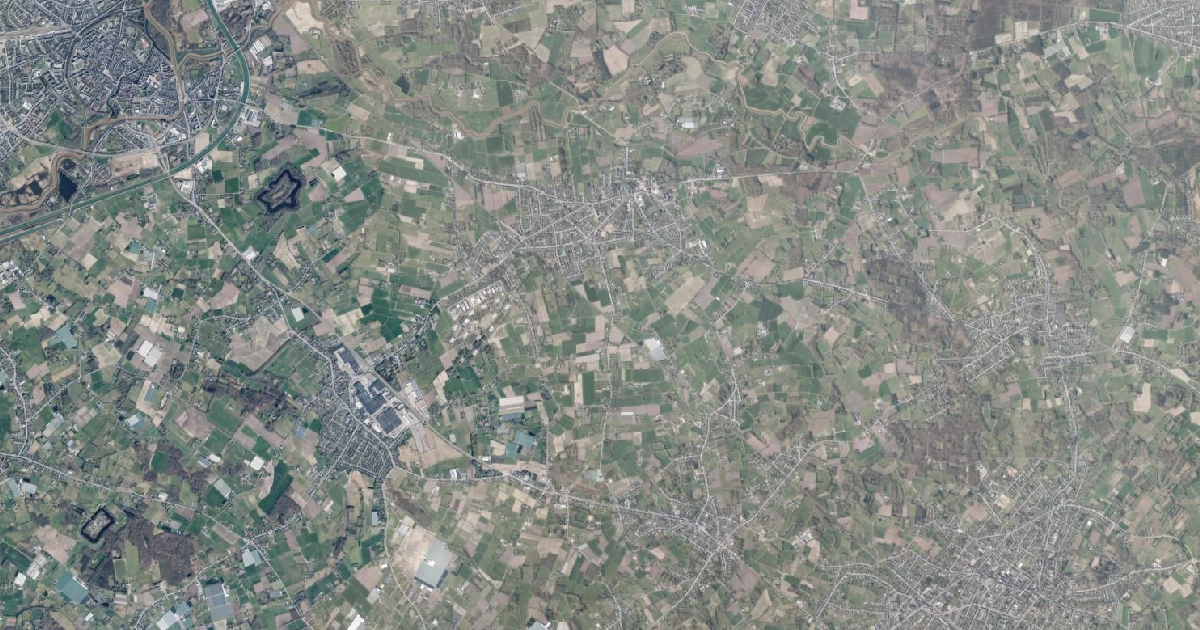 Luchtfoto van Berlaar met de gemeentegrens