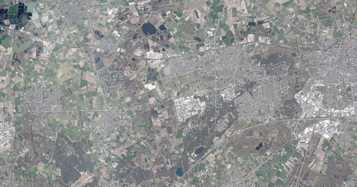 Luchtfoto van Beerse met de gemeentegrens