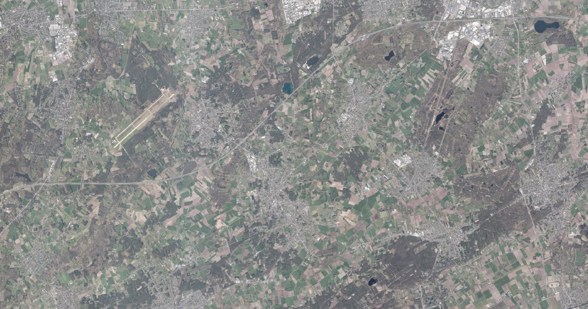 Luchtfoto van Lille met de gemeentegrens