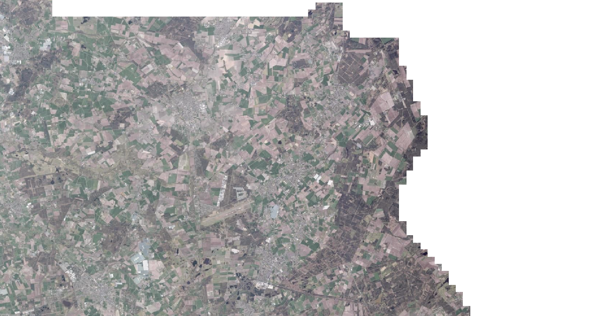 Luchtfoto van Ravels met de gemeentegrens