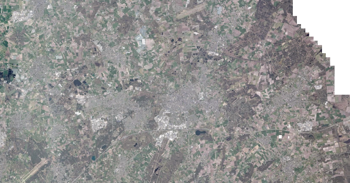 Luchtfoto van Turnhout met de gemeentegrens