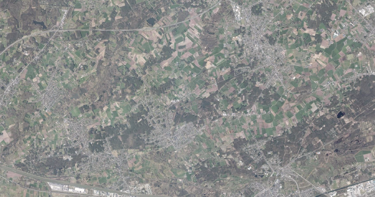 Luchtfoto van Vorselaar met de gemeentegrens
