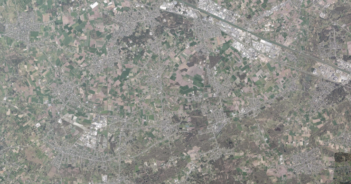 Luchtfoto van Westerlo met de gemeentegrens