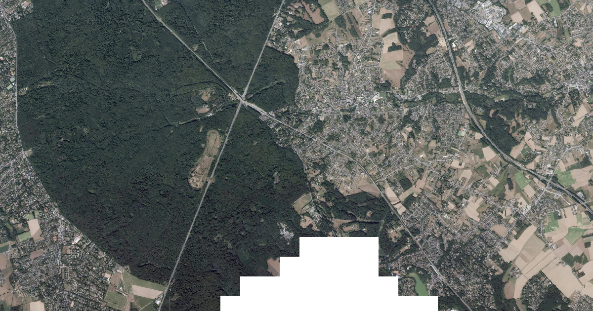 Luchtfoto van Hoeilaart met de gemeentegrens