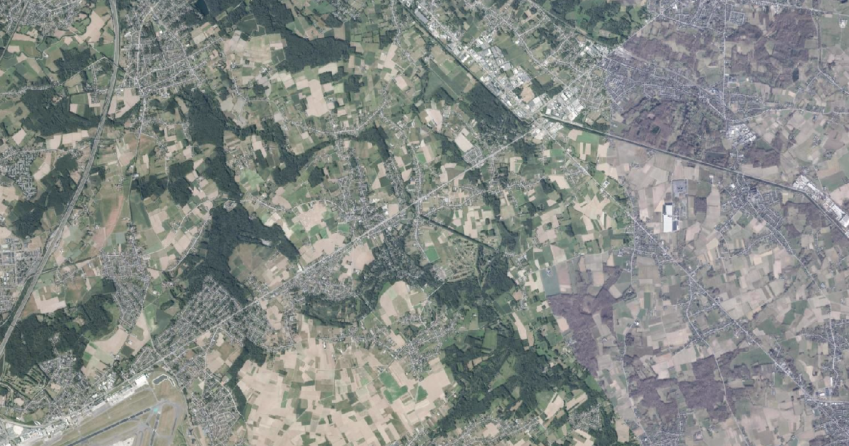Luchtfoto van Kampenhout met de gemeentegrens