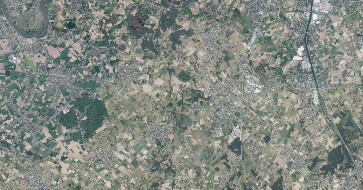 Luchtfoto van Londerzeel met de gemeentegrens