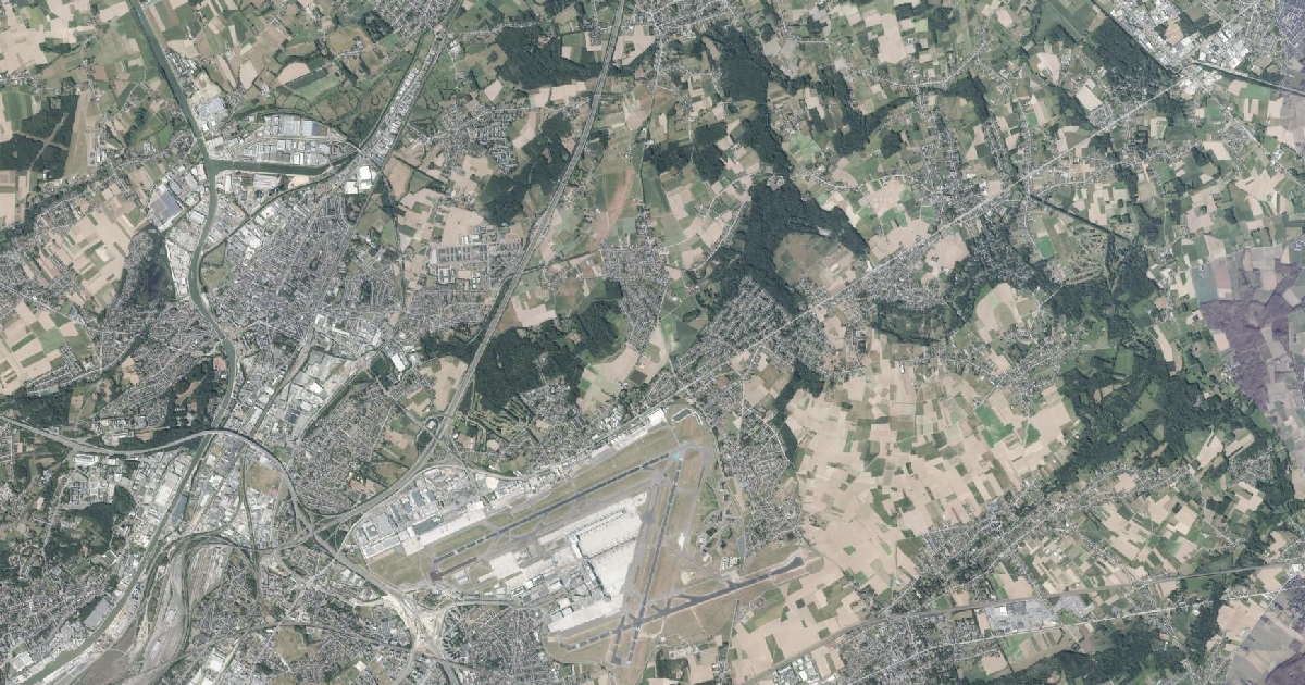 Luchtfoto van Steenokkerzeel met de gemeentegrens