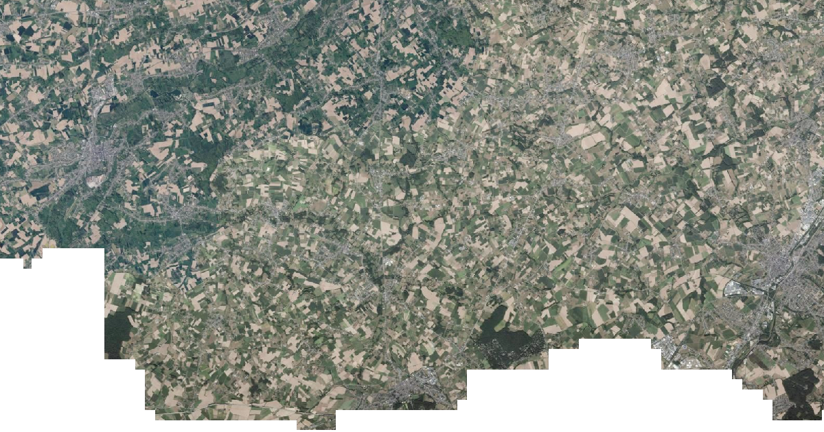 Luchtfoto van Pajottegem met de gemeentegrens