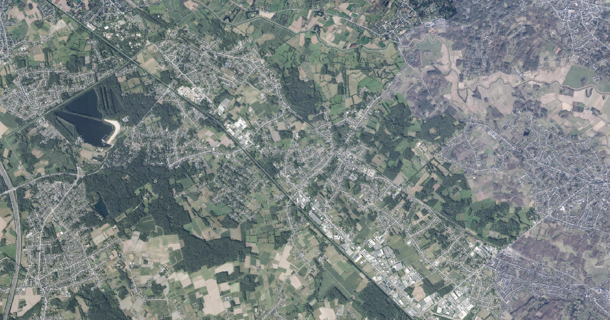 Luchtfoto van Boortmeerbeek met de gemeentegrens