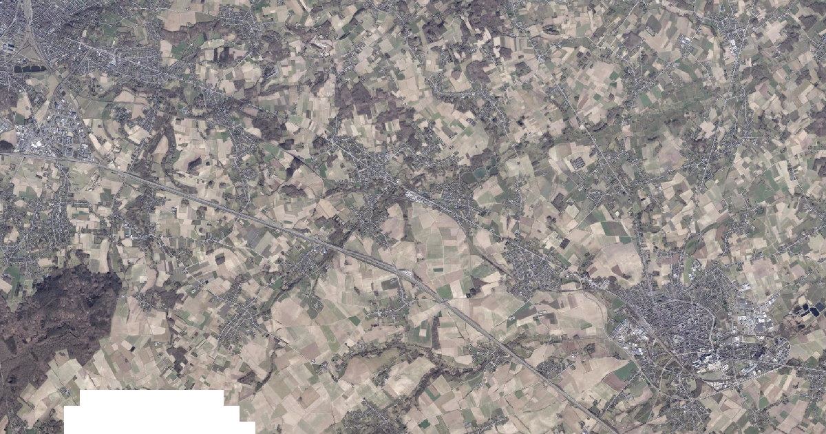 Luchtfoto van Boutersem met de gemeentegrens