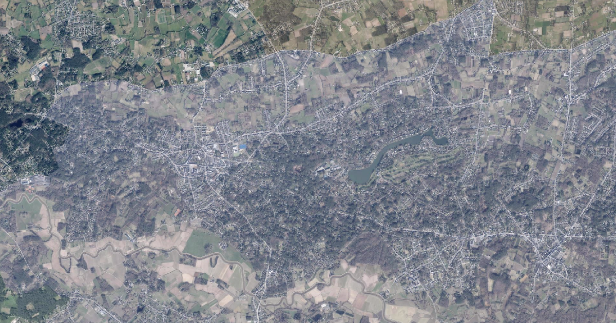 Luchtfoto van Keerbergen met de gemeentegrens