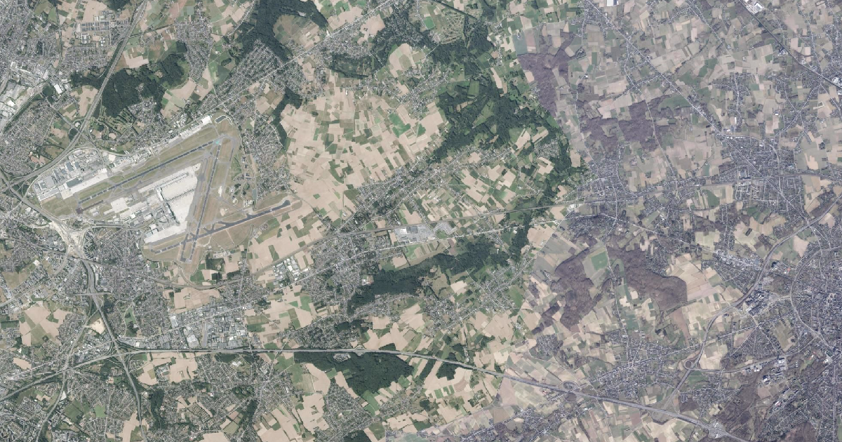 Luchtfoto van Kortenberg met de gemeentegrens