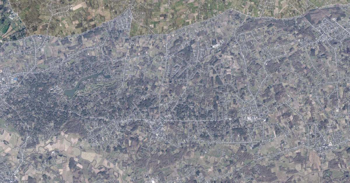 Luchtfoto van Tremelo met de gemeentegrens