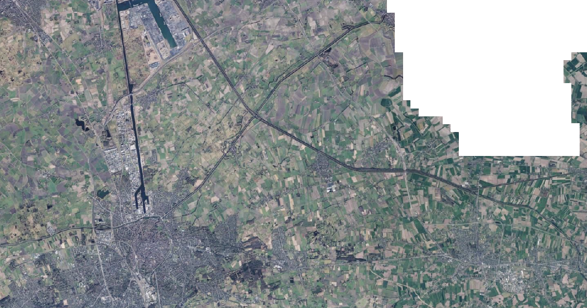 Luchtfoto van Damme met de gemeentegrens