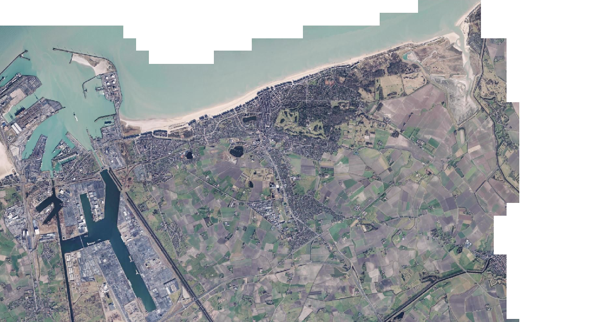 Luchtfoto van Knokke-Heist met de gemeentegrens