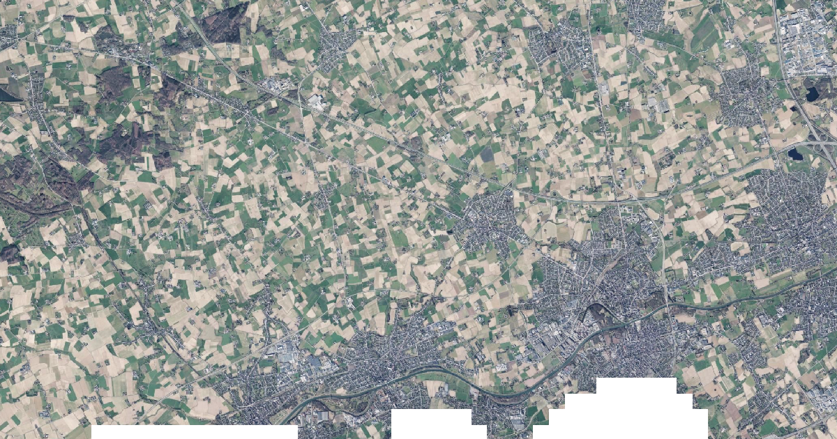 Luchtfoto van Wervik met de gemeentegrens