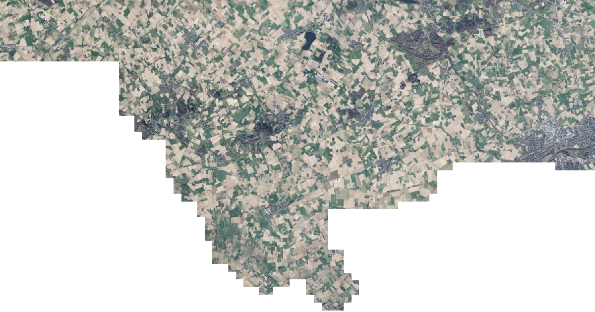 Luchtfoto van Heuvelland met de gemeentegrens