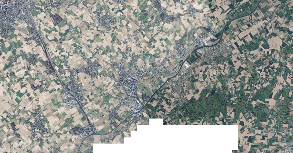 Luchtfoto van Avelgem met de gemeentegrens