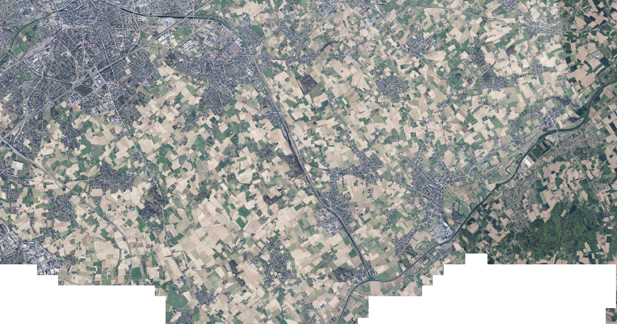 Luchtfoto van Zwevegem met de gemeentegrens