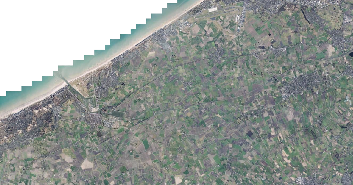 Luchtfoto van Middelkerke met de gemeentegrens