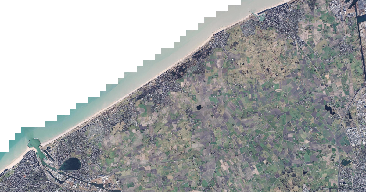 Luchtfoto van De Haan met de gemeentegrens