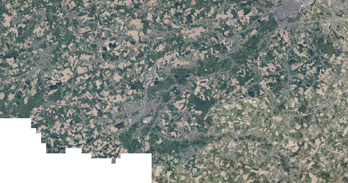 Luchtfoto van Geraardsbergen met de gemeentegrens
