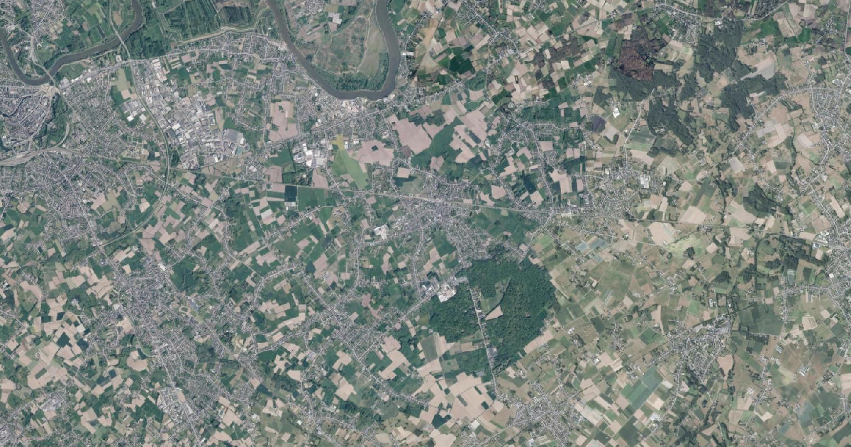 Luchtfoto van Buggenhout met de gemeentegrens