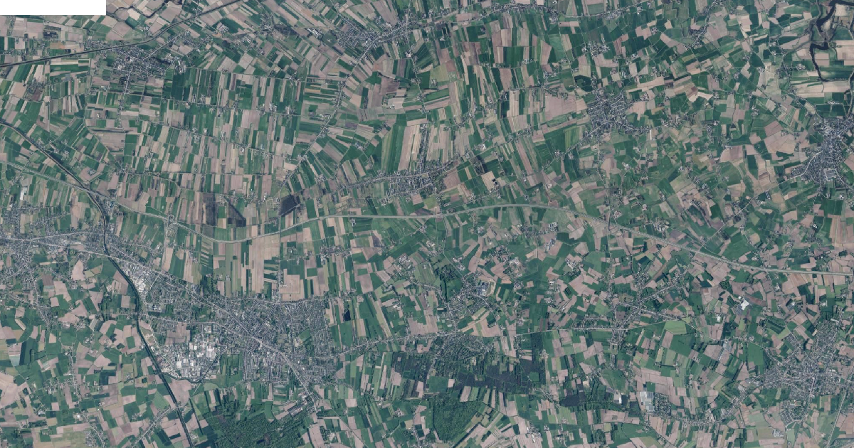 Luchtfoto van Kaprijke met de gemeentegrens