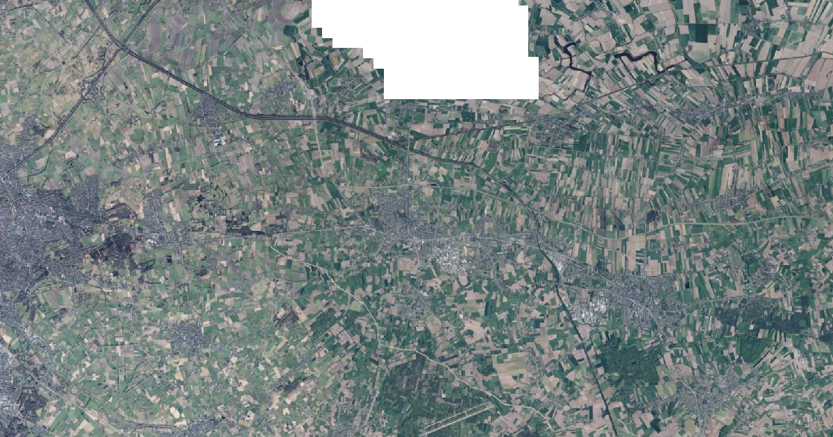 Luchtfoto van Maldegem met de gemeentegrens
