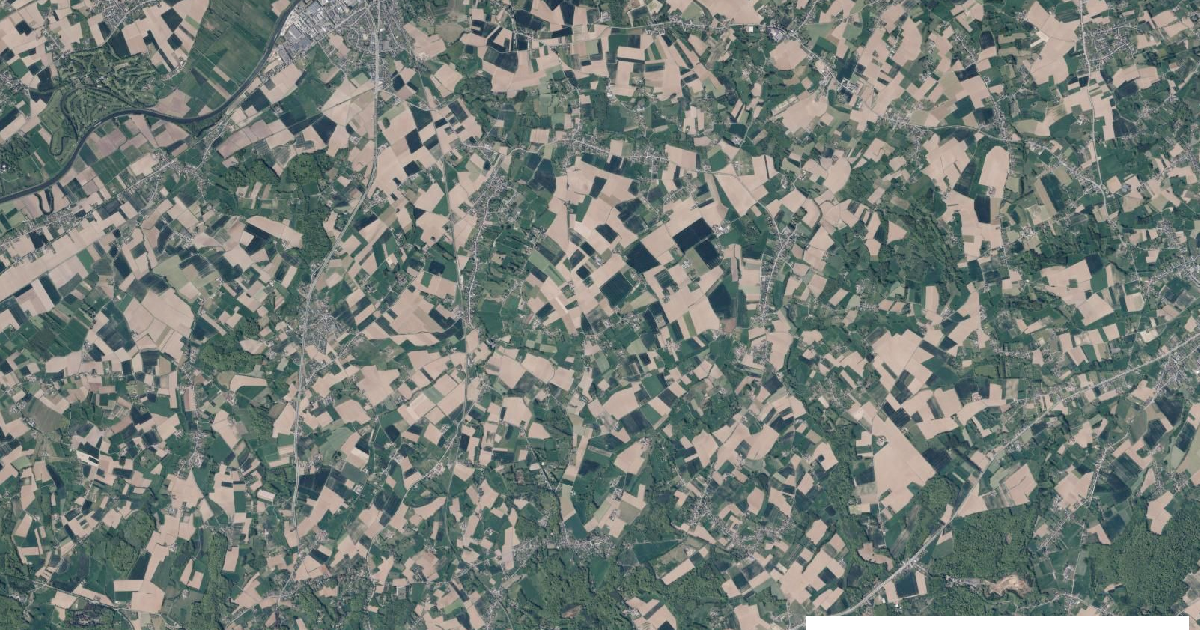 Luchtfoto van Maarkedal met de gemeentegrens