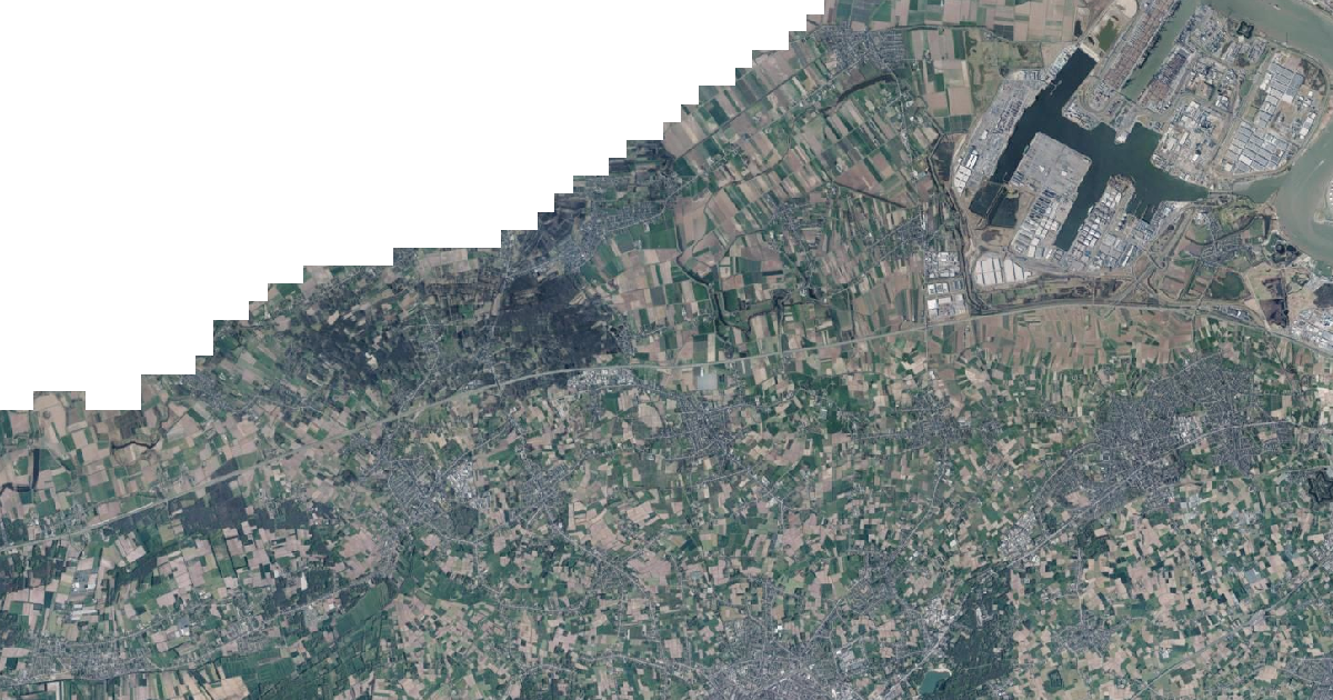 Luchtfoto van Sint-Gillis-Waas met de gemeentegrens