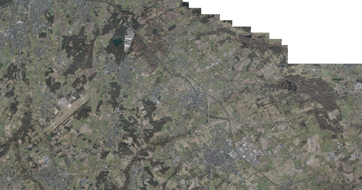 Luchtfoto van Bocholt met de gemeentegrens